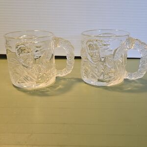 Vintage McDonald's 1995 Batman Forever "Two Face" Clear Glass Mug Set